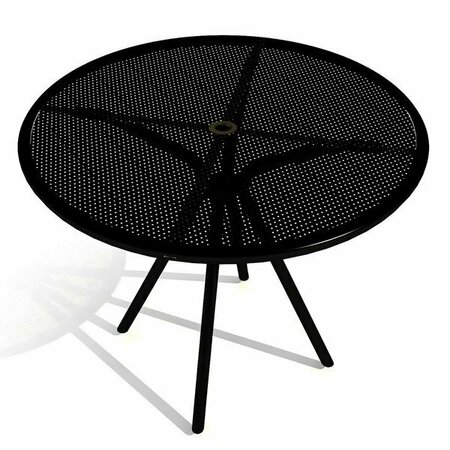 AMERICAN TABLES AND SEATING AB36 36'' Black Round Outdoor Table with Umbrella Hole 132AB36